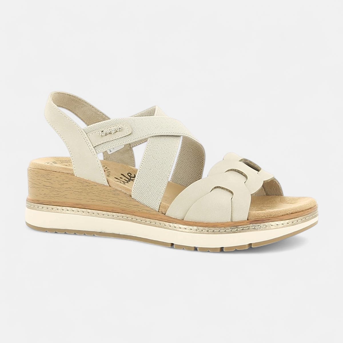 Sandales à talon compensé Femme beige