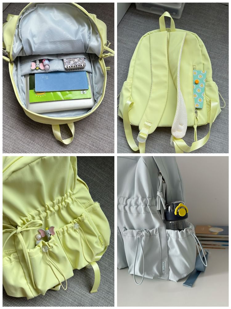 Minafox - Effen nylon laptoprugzak met trekkoord