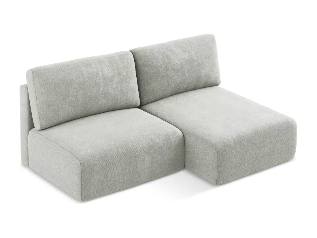 Canapé d’angle 3 places droit sans accoudoir convertible en Chenille - gris clair - KONA