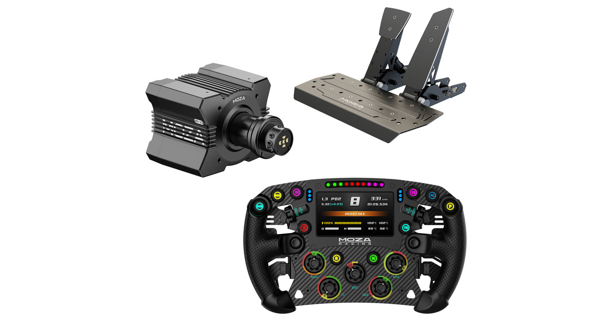 MOZAR9 v3 + SR-P + FSR 2 bundel  (Zwart, Basis, stuur en pedalen)