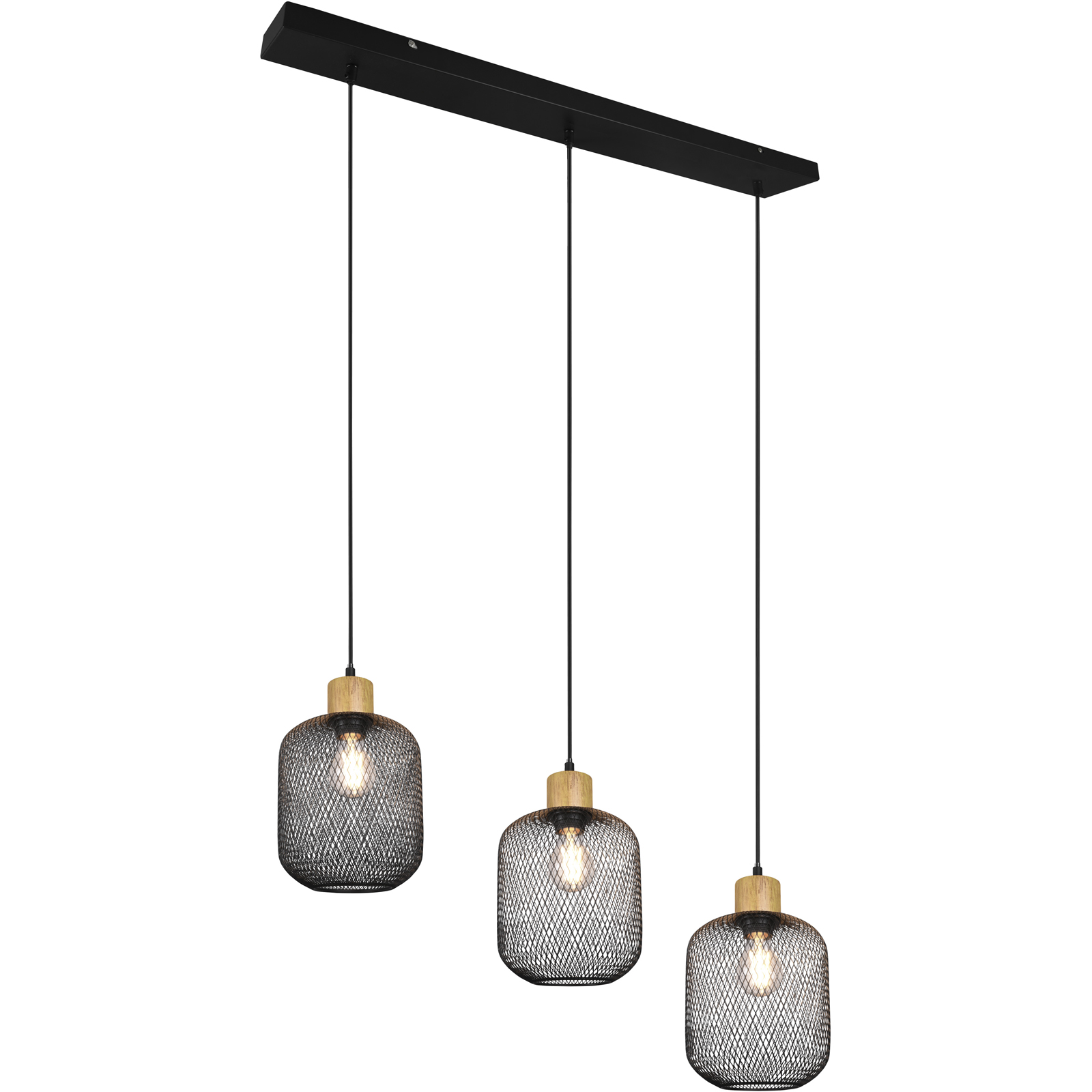 Pendelleuchte - schwarz - 3-flammig - 150 cm hoch