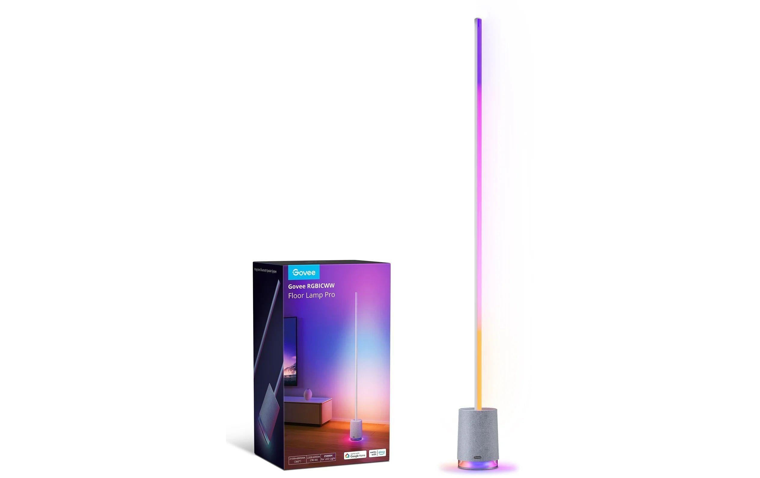 Lyra RGBICWW Eck-Stehleuchte mit Lautsprecher, Grau<br>Smarte Stehleuchte im modernem All-in-One-Design