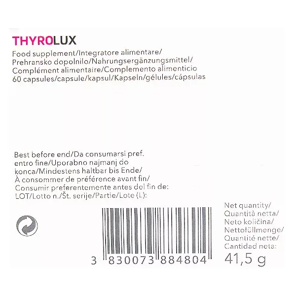 Sensilab Thyrolux Thyroïde 60 cápsulas