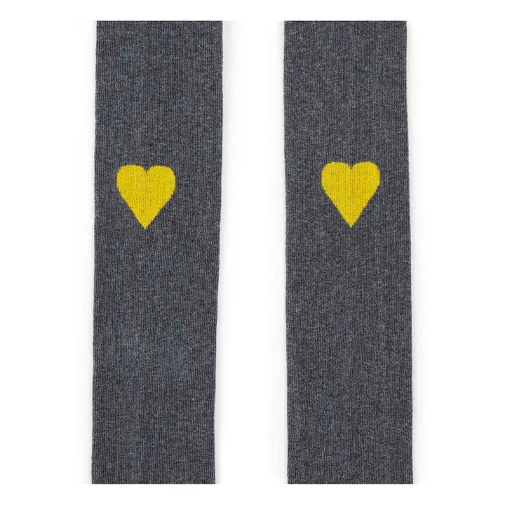 Bonton Collant Cœurs | Gris chiné foncé