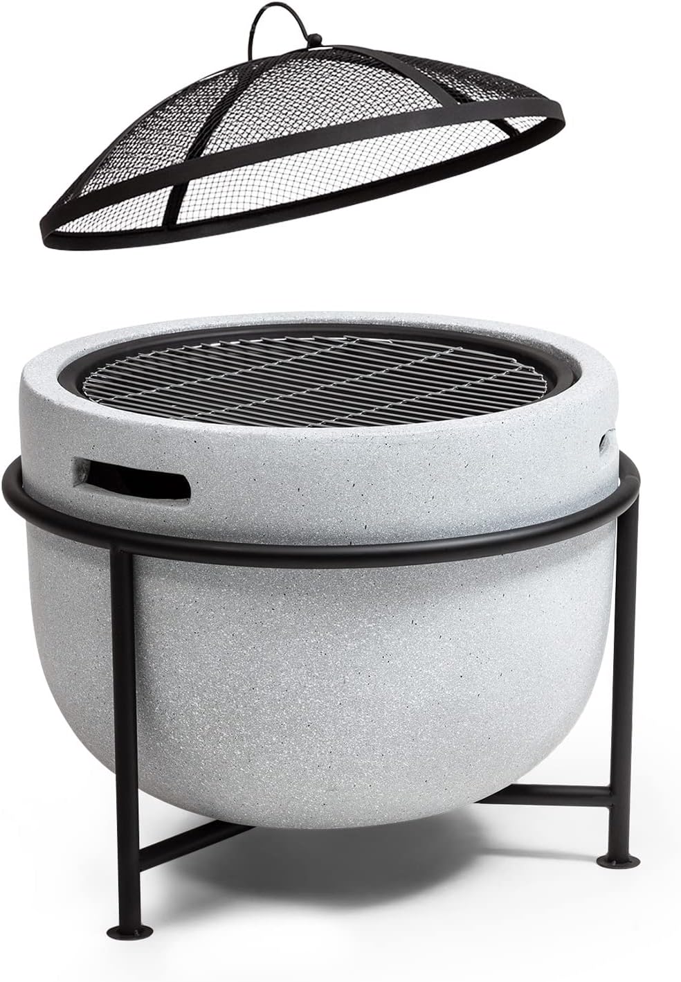 Blumfeldt Feuerschale, Tragbare Feuerstelle Outdoor, Feuerschalen für den Garten, Terrasse & Camping, Feuerschale mit Grillrost & Holzlagerfach, Sichere Stahlschale, Feuerstelle 52 x 46 x 52 cm