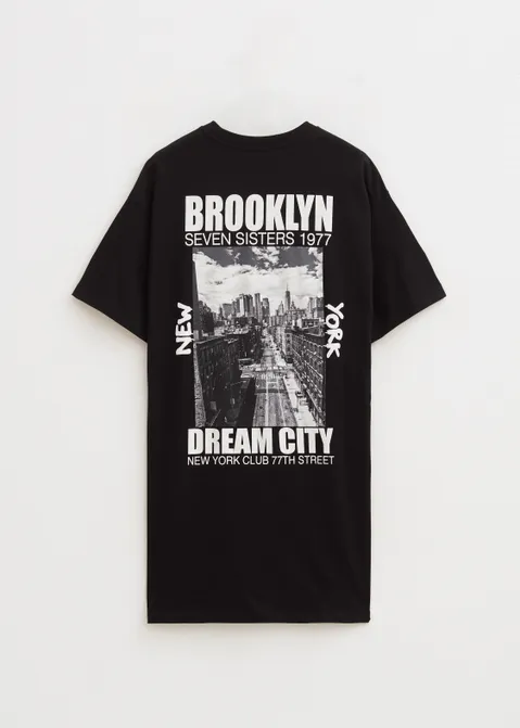 T-shirt jurk brooklyn zwart (ZWART)