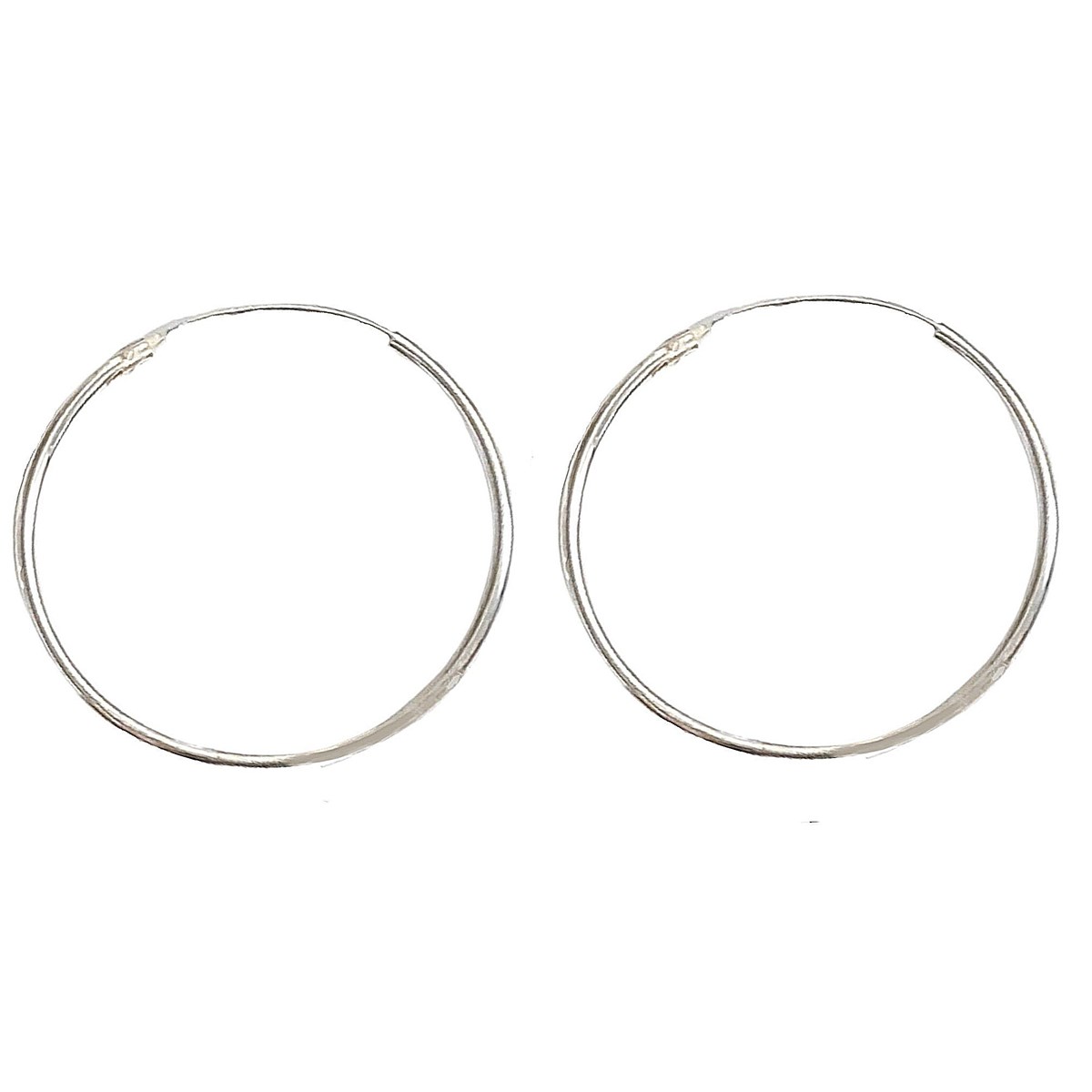 Boucles d'oreilles Créoles 5 cm 5cm 50 mm 50mm en argent 925°/00 1mm