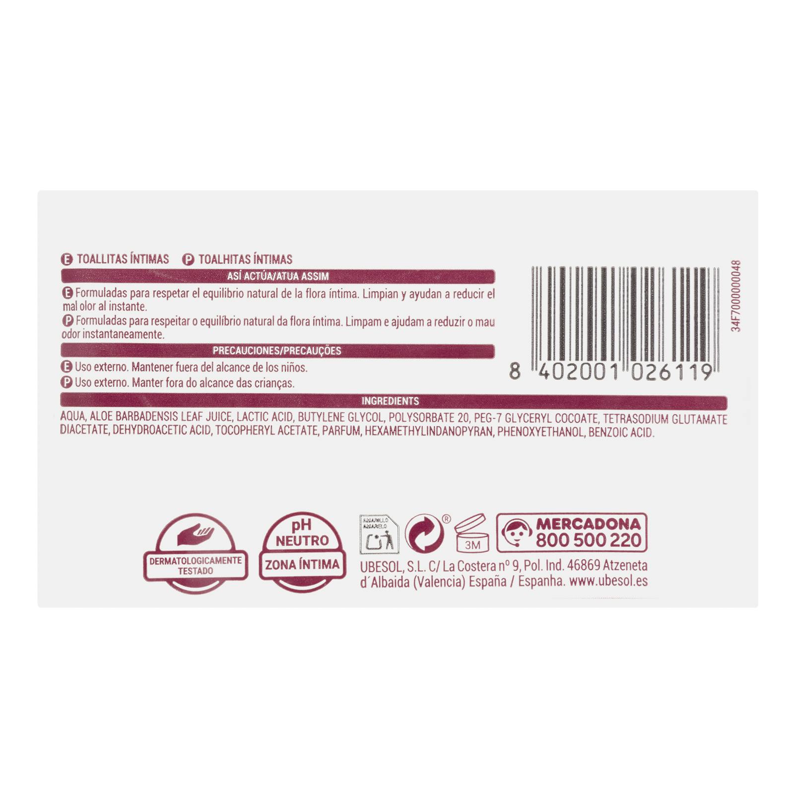 Lingettes intimes Deliplus Daily Care