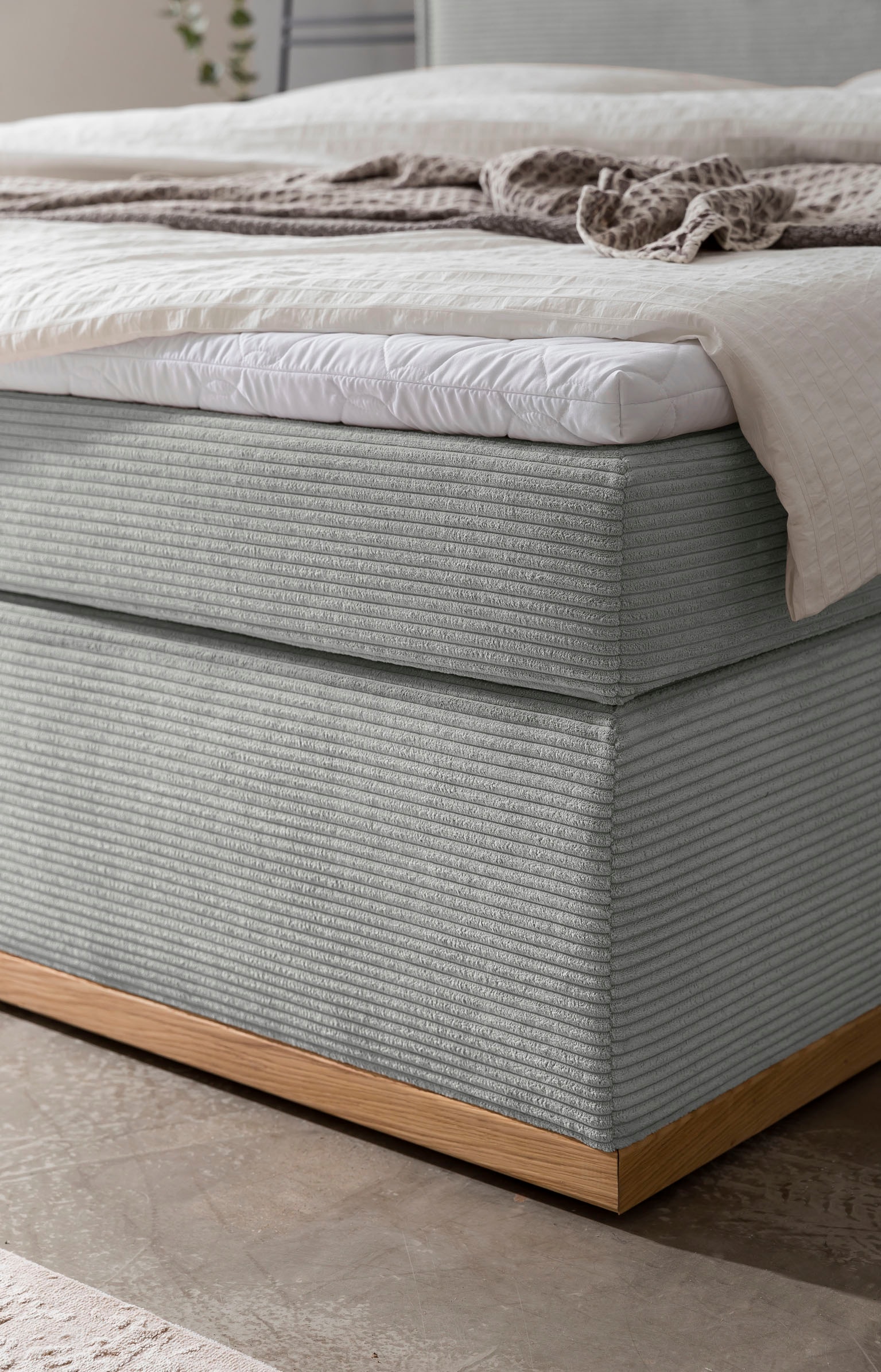 Home affaire Boxspringbett »SHERWOOD Cord Hotelbett, Polsterbett Premiumbett Boxbett« Bestseller Otto´s Choice Luxusbett in 4 Breiten,  Hochwertiger Cord ,weiche Velours-Struktur, mit premium Topper,