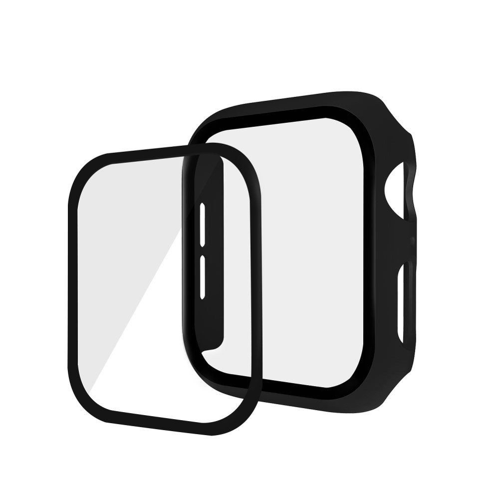 Apple Watch (44mm) Gummierter Bumper   Display Schutzfolie - Schwarz
