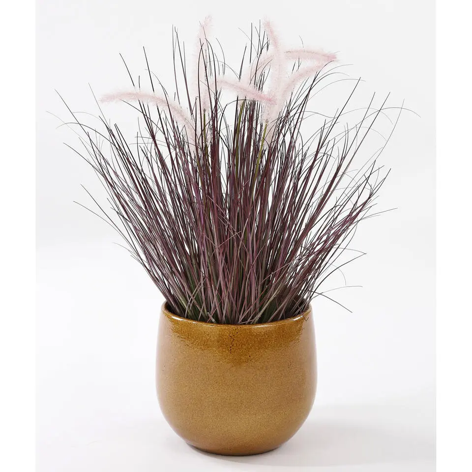 Mica Decorations Plantenpot - keramiek - geel glans - D25/H20 cm