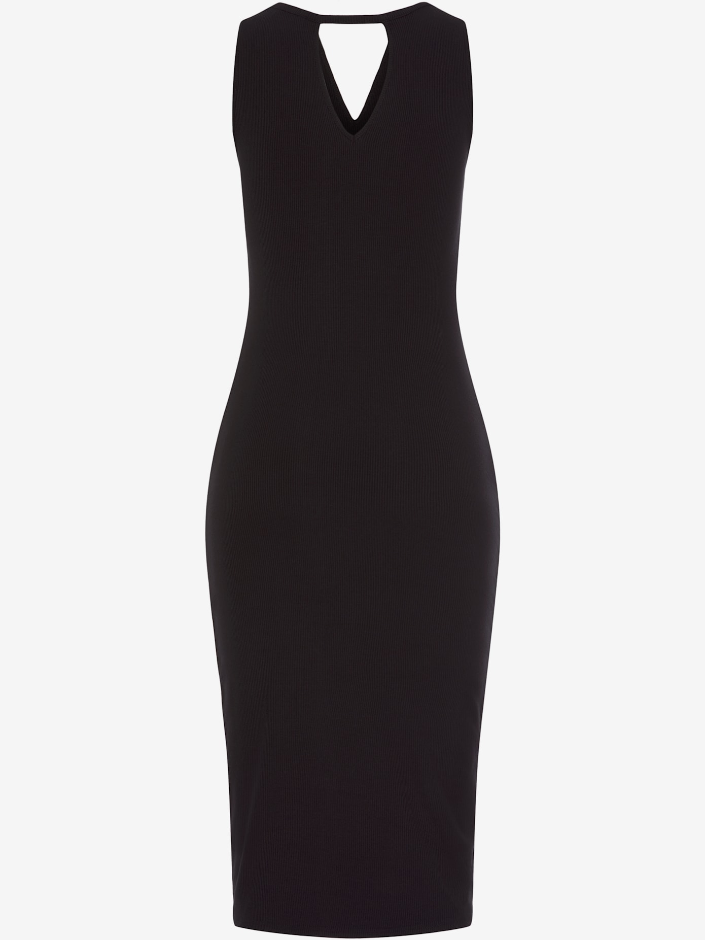 Robe mi-longue découpes tendance à l'encolure