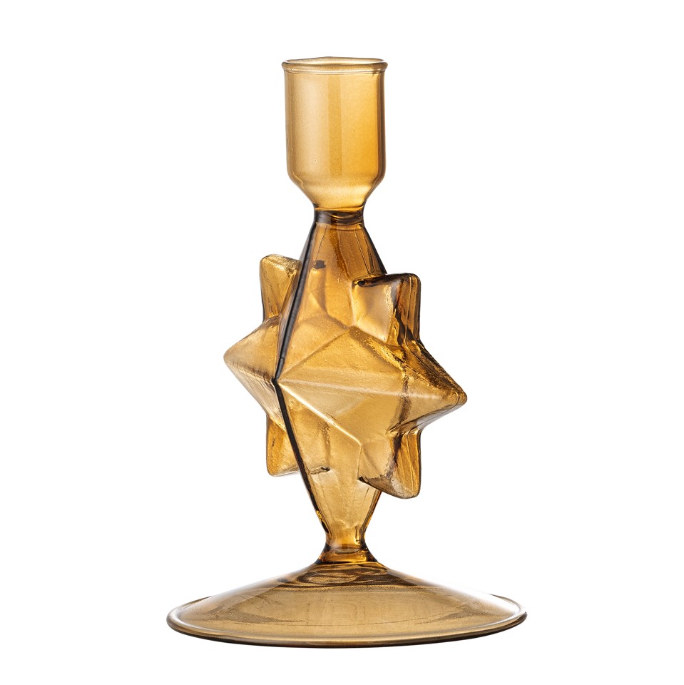Bloomingville - Jisele Lysestage - Brun - Glas