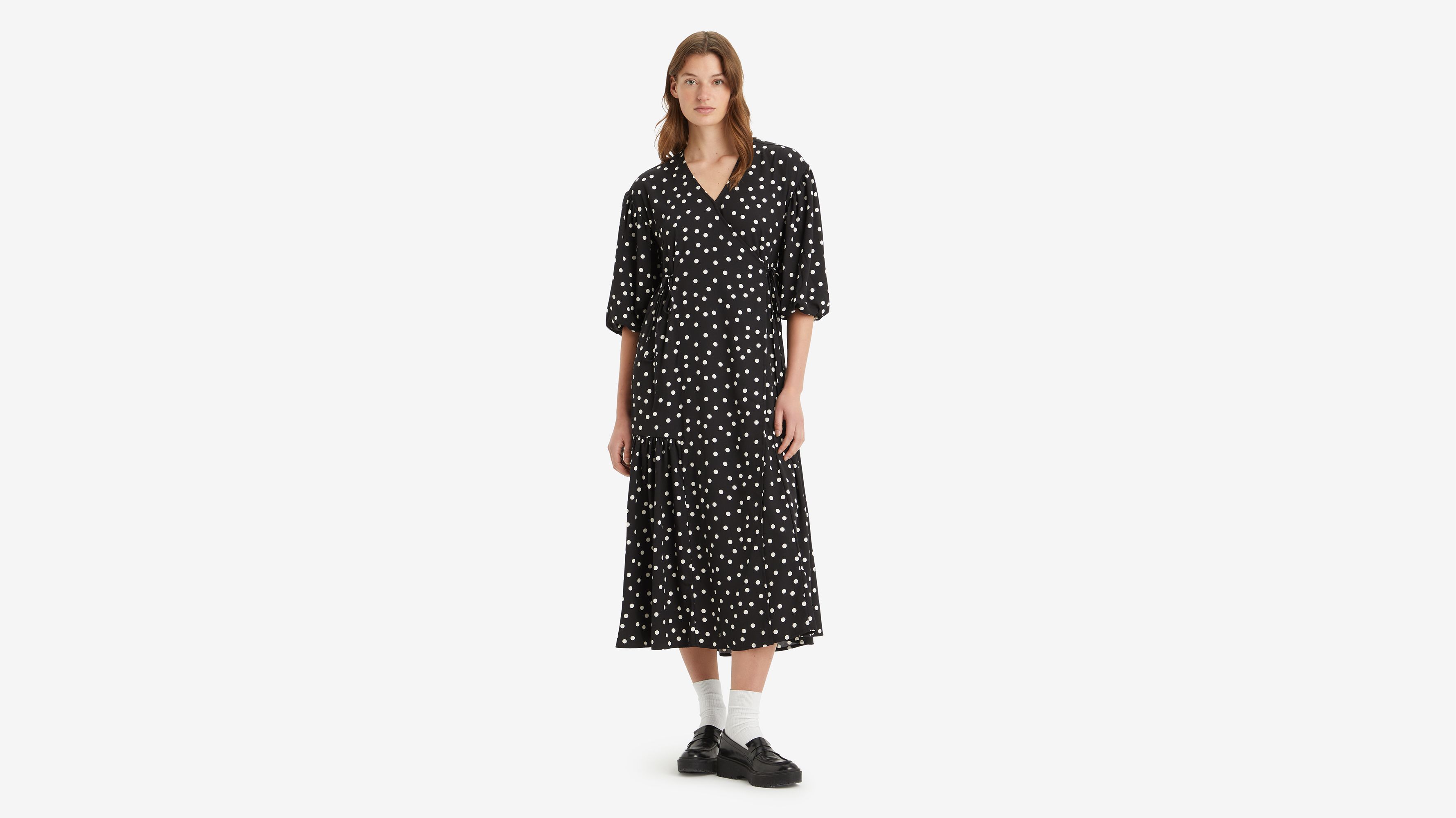 Robe portefeuille Brielle - Tasha Dot Caviar - Noir