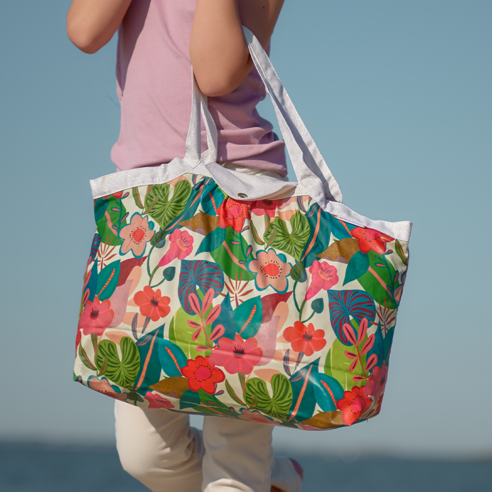 Sac Cabas Moyen Fleurs Des Iles