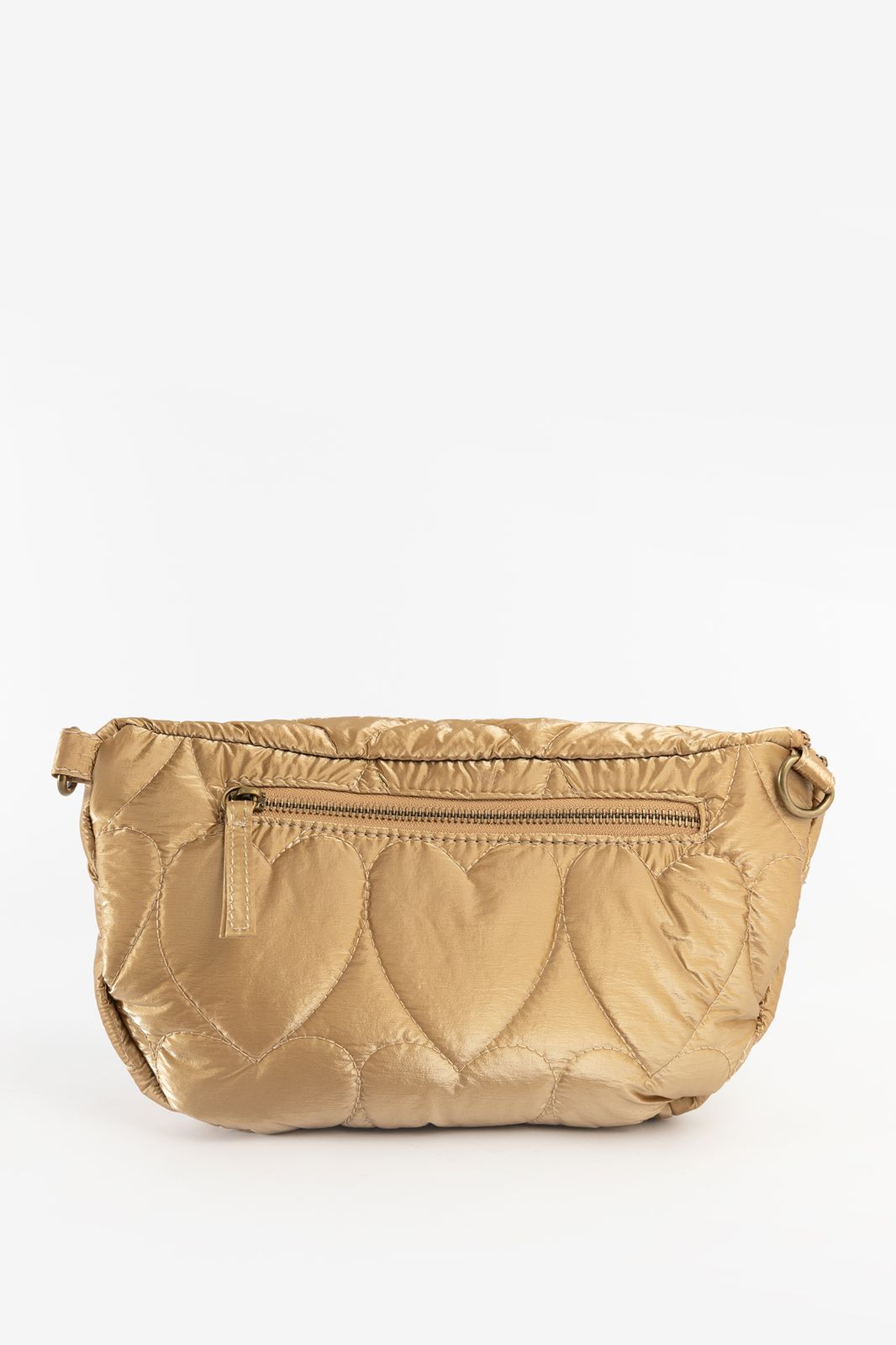 Goudkleurige crossbody tas met hartjes quilting