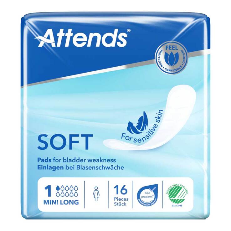 Attends Soft 1 mini long Einlagen anatomisch, 16 St