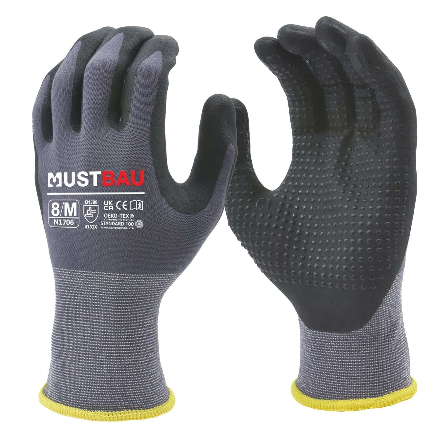 Mustbau Arbeitshandschuhe 12 Pack, Abriebfest Gartenhandschuhe Montagehandschuhe,Größe:XL