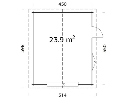Palmako Roger vrijstaande garage, 23,9 m², met sectionaaldeur 450 x 550 cm, grijs gegrond.