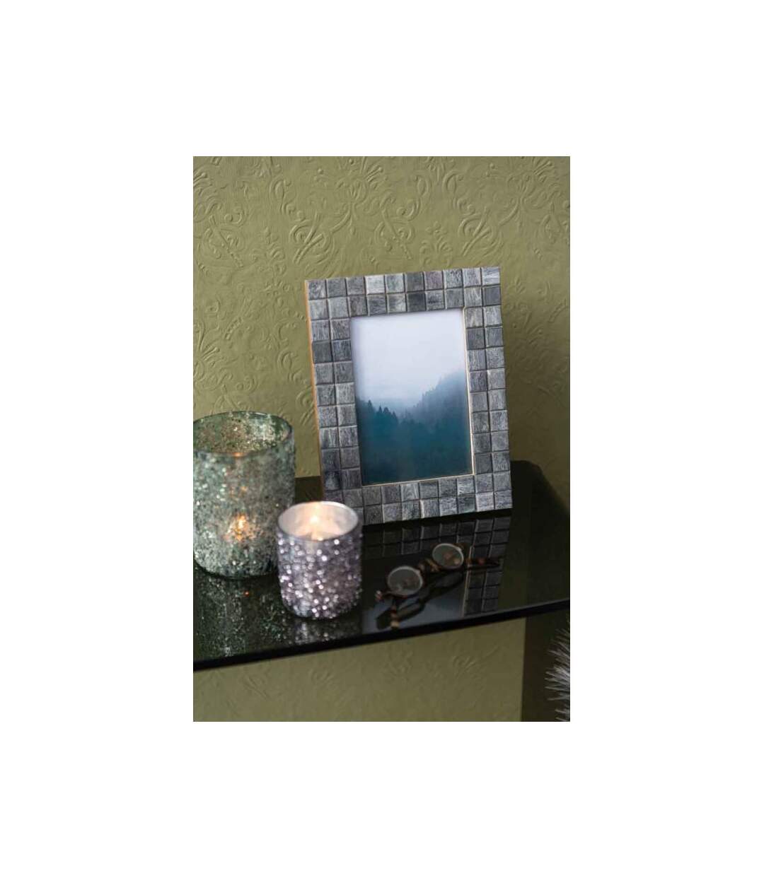 Paris Prix - Cadre Photo Déco motif Carré 10x15cm Gris