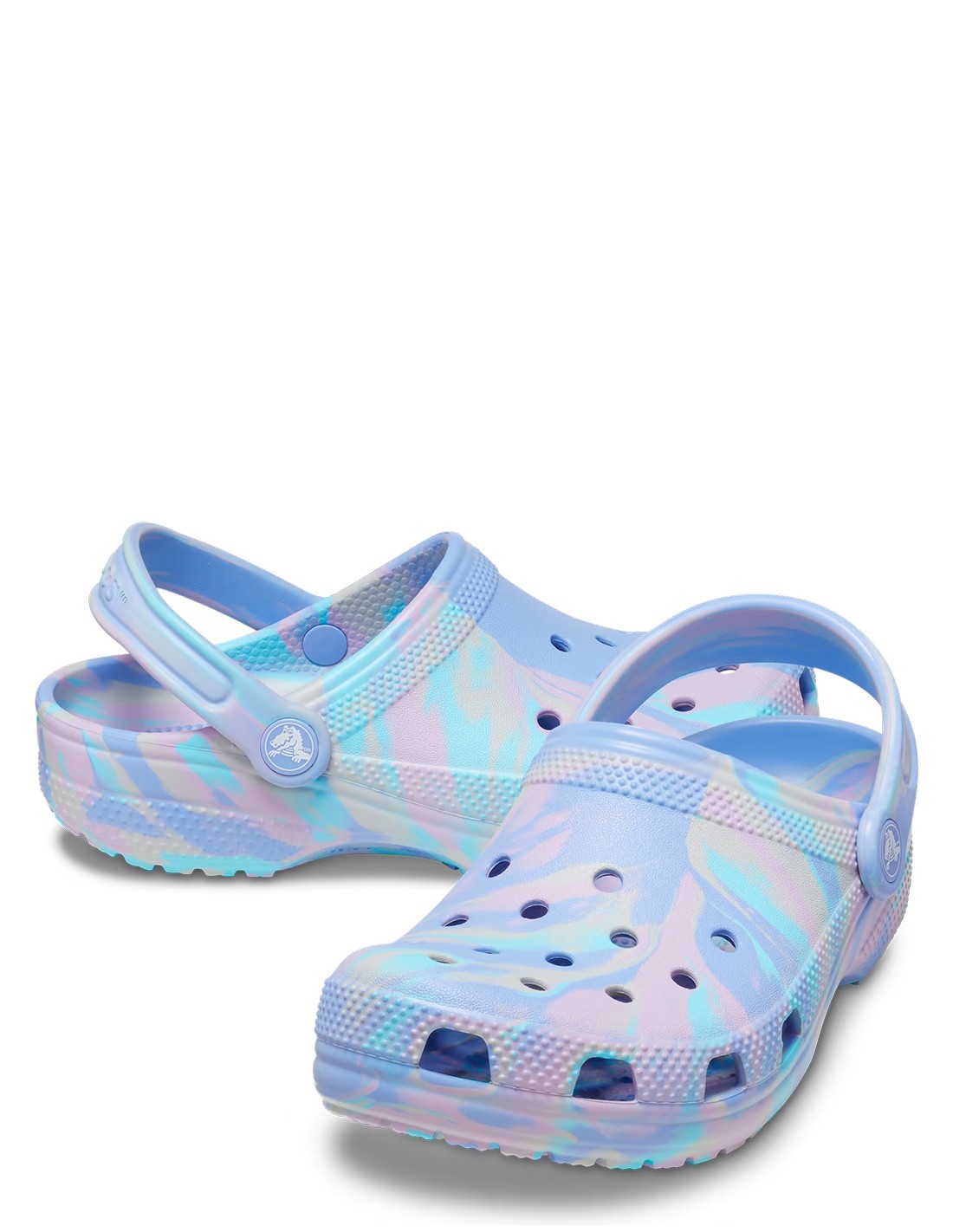 crocs sabots femme enfant classic marbled clog marbré rose bleu
