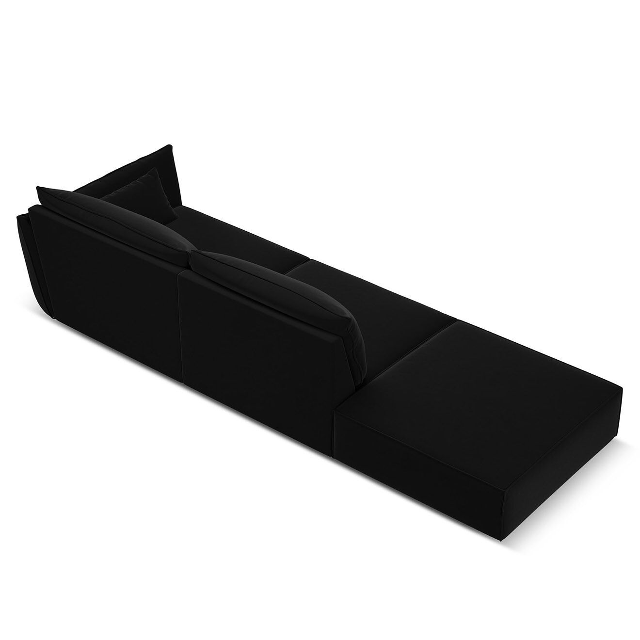 Mazzini Sofas Canapé droit  Velours Vanda 4 Places noir - 286x100x85 cm