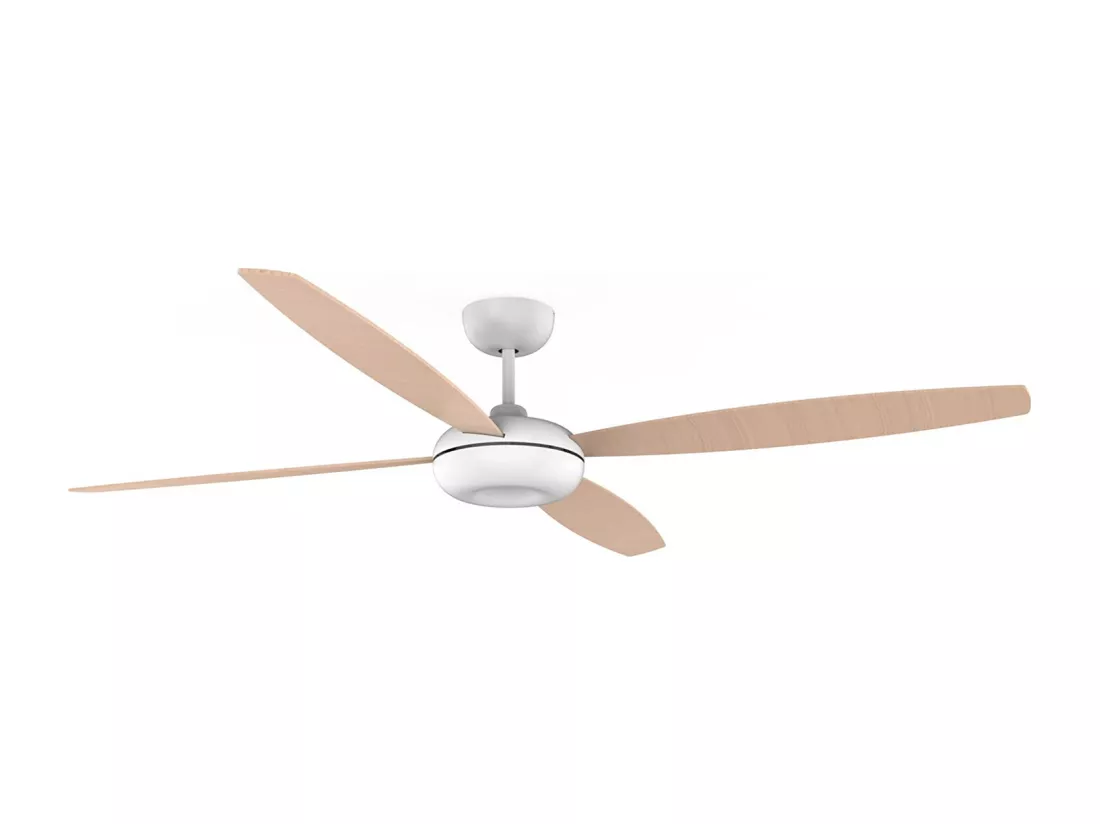 LEDS C4 Ventilateur du Plafond Kudari Blanc Bois Blond Blanc