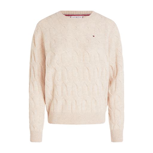 Tommy Hilfiger Soft Wool Cable Striktrøje, Classic Beige Heather, XL
