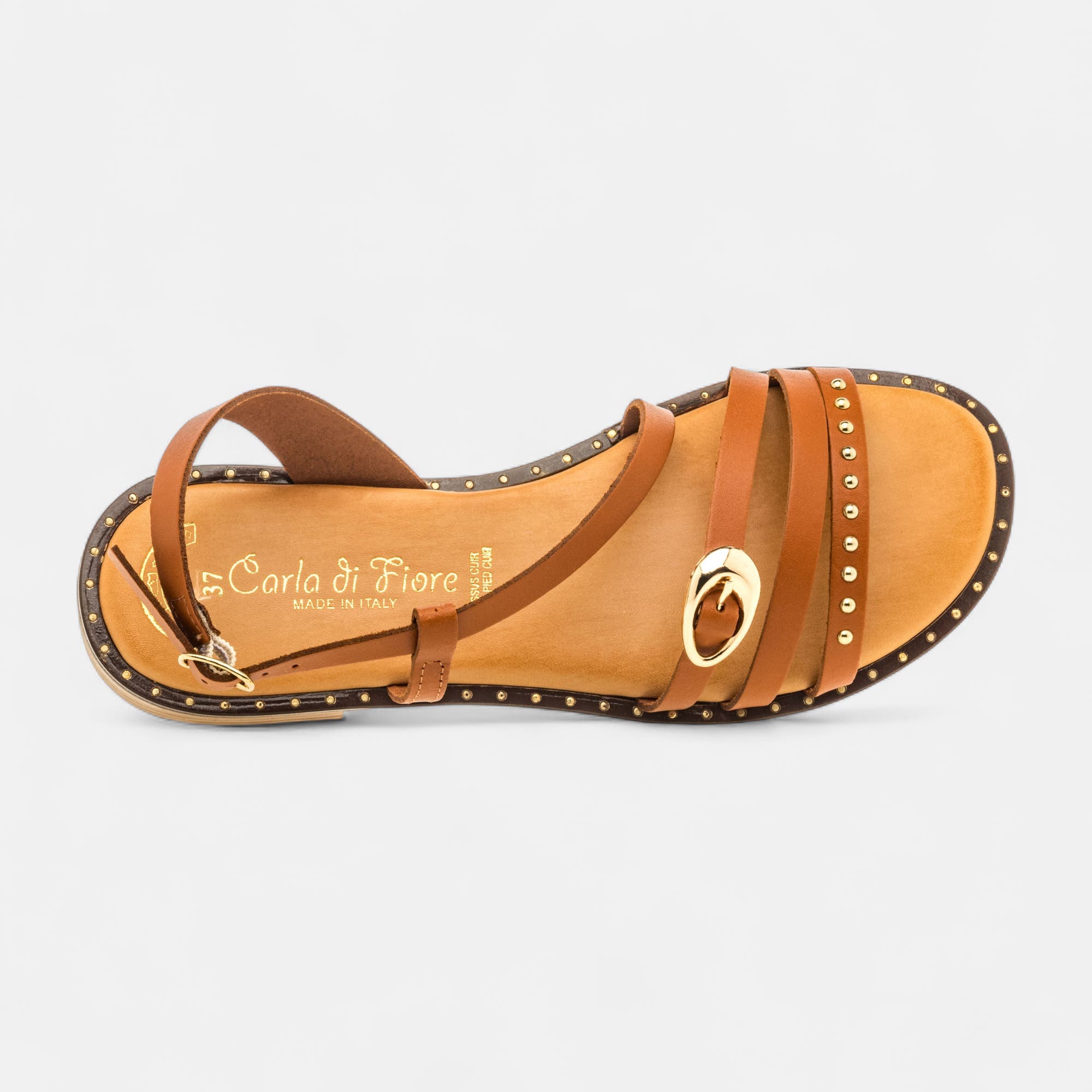 Nu-pieds Femme en cuir cognac