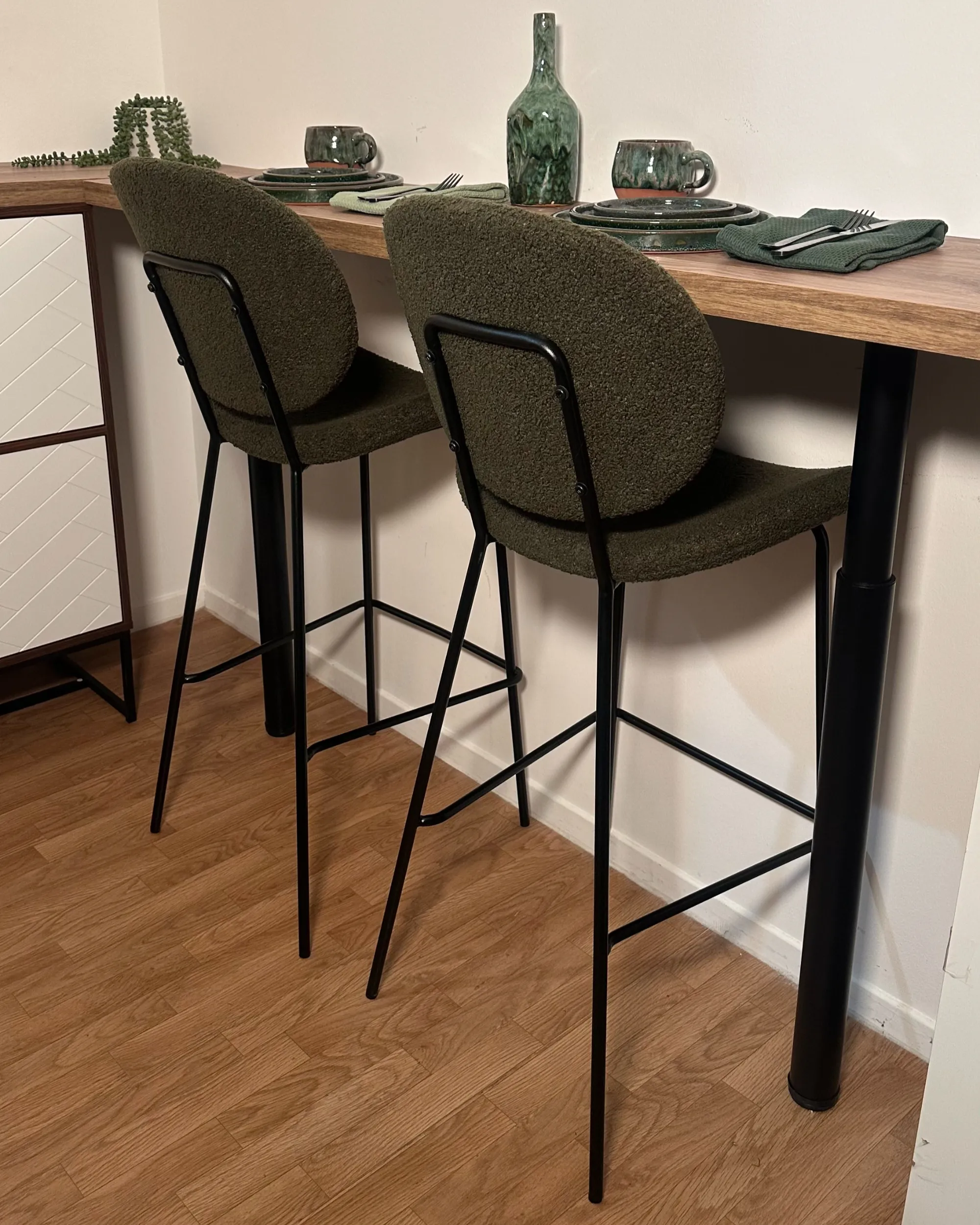 Set van 2 barstoelen LUANA Bouclé Donkergroen