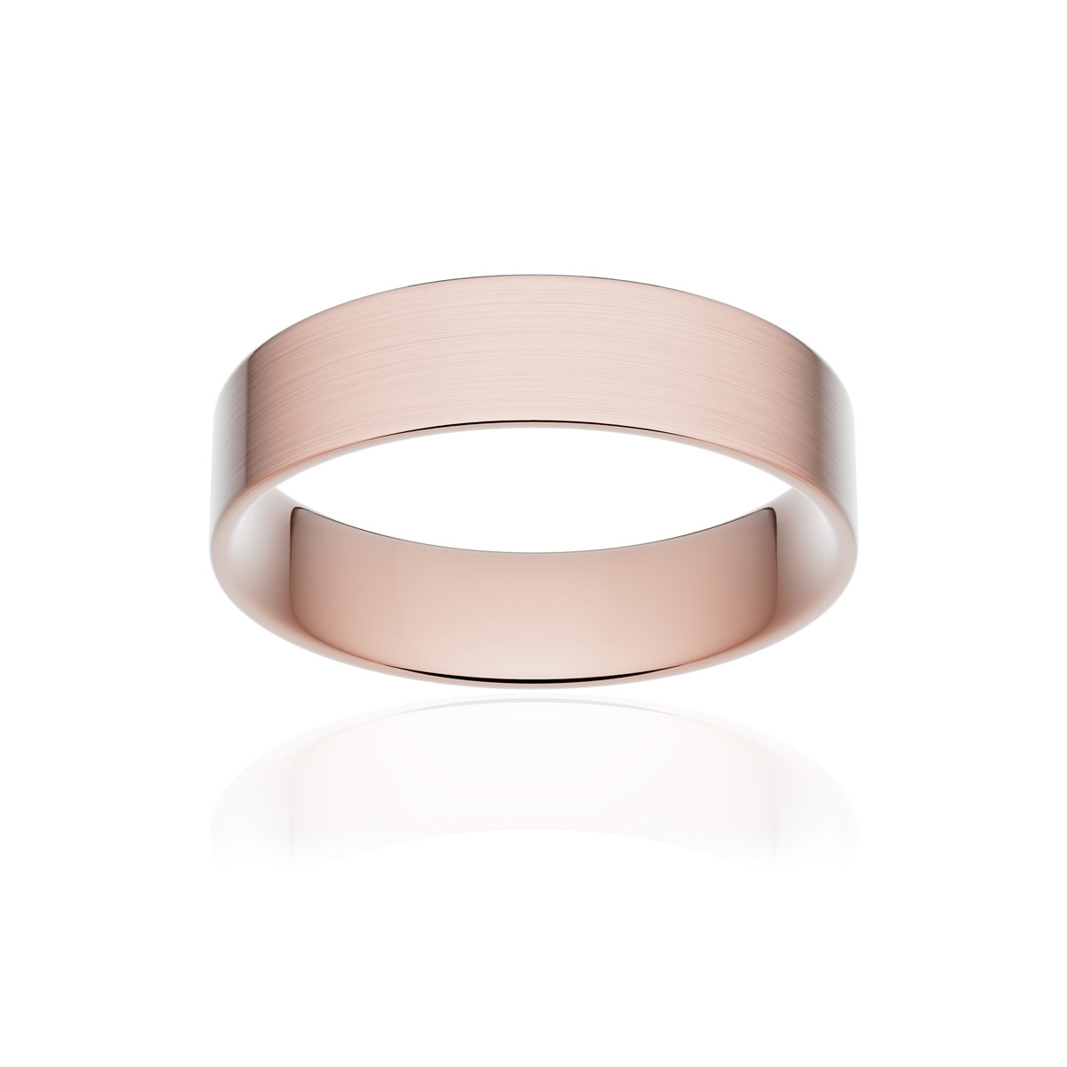 Alliance or 750 rose brossé ruban plat confort 5mm