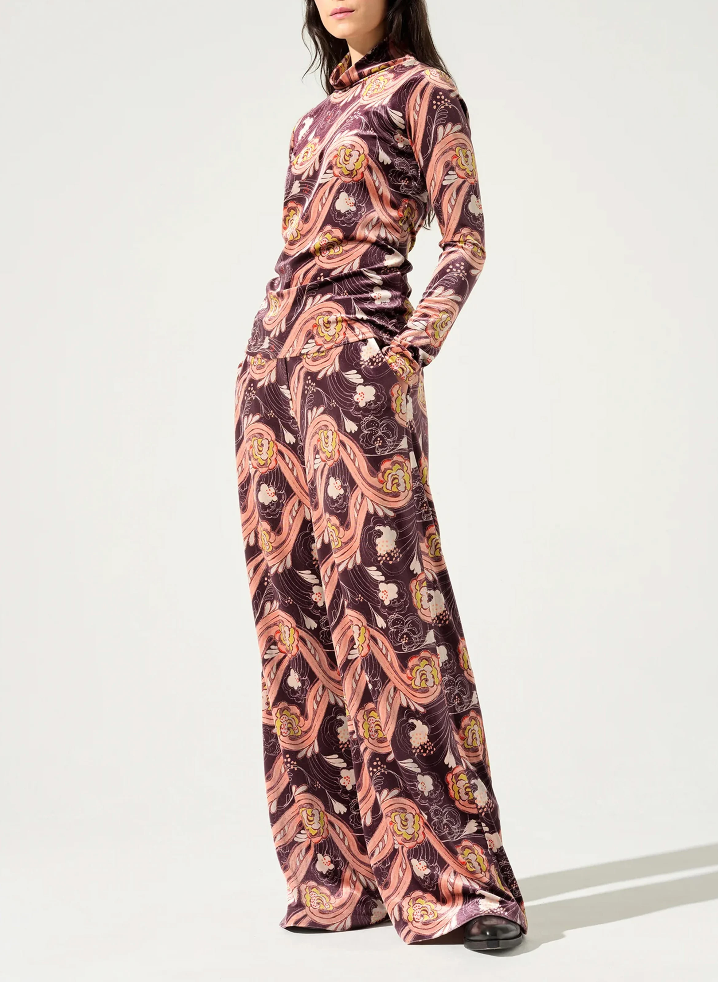 Top col montant à imprimé floral | Bleu