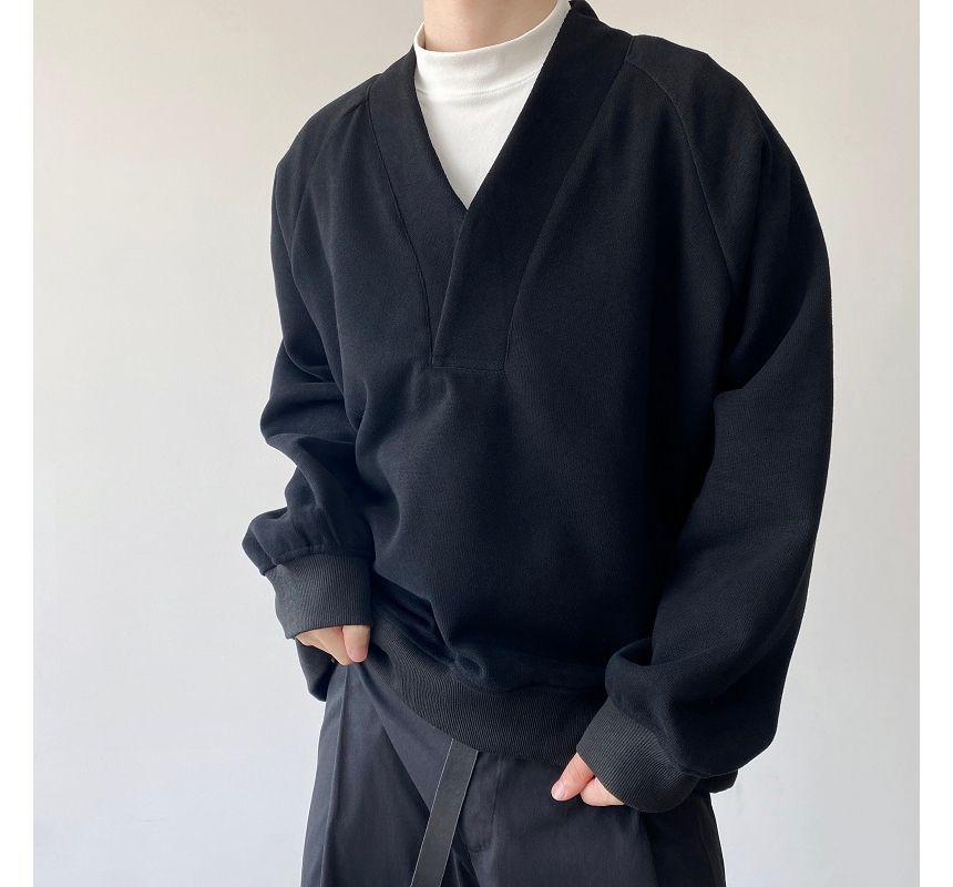 Patow - V-hals effen sweatshirt