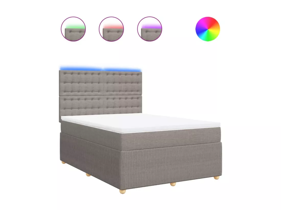 Sommier à lattes de lit avec matelas Taupe 160x200 cm Tissu