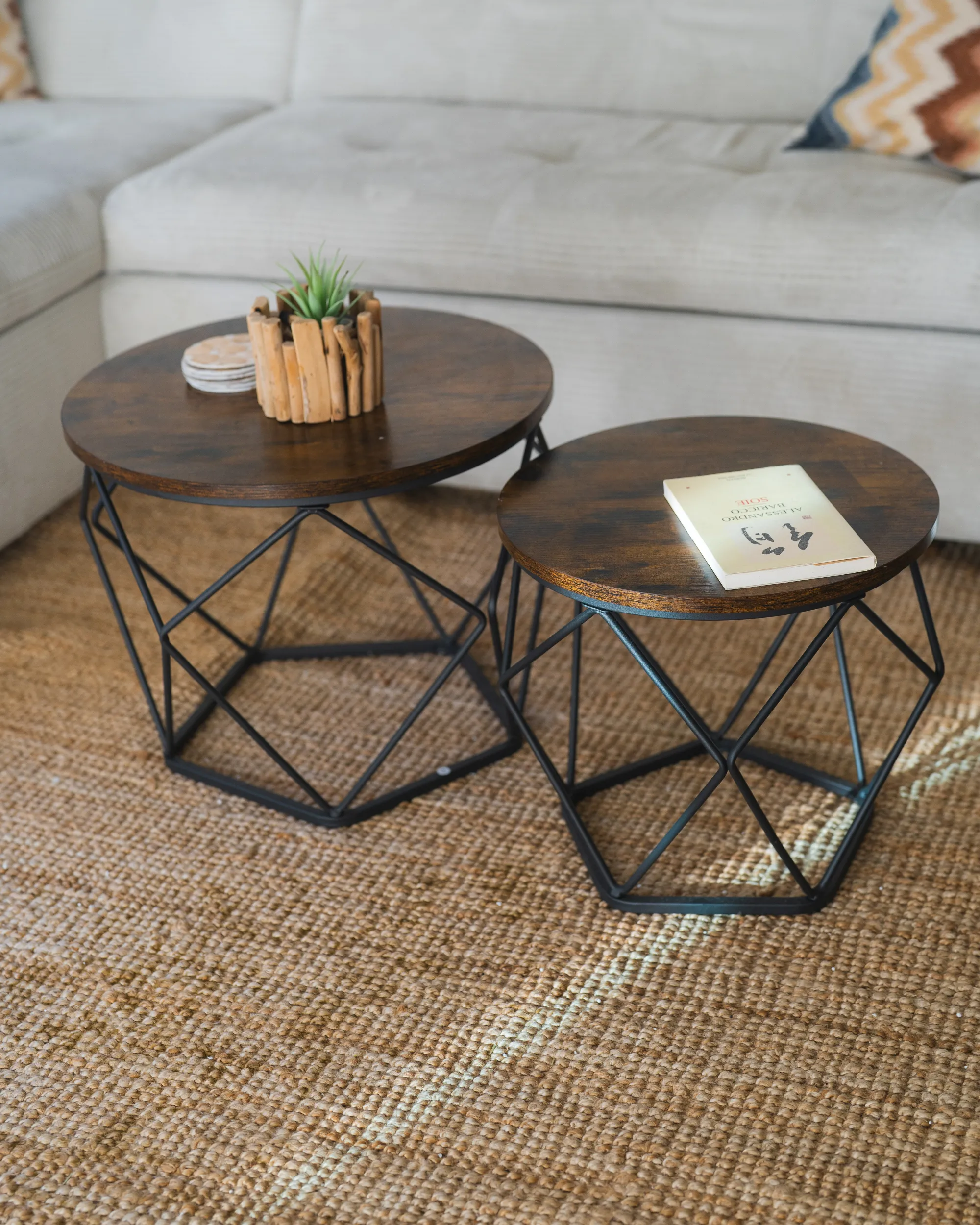 Set van 2 salontafels BRUNI Bruin/zwart