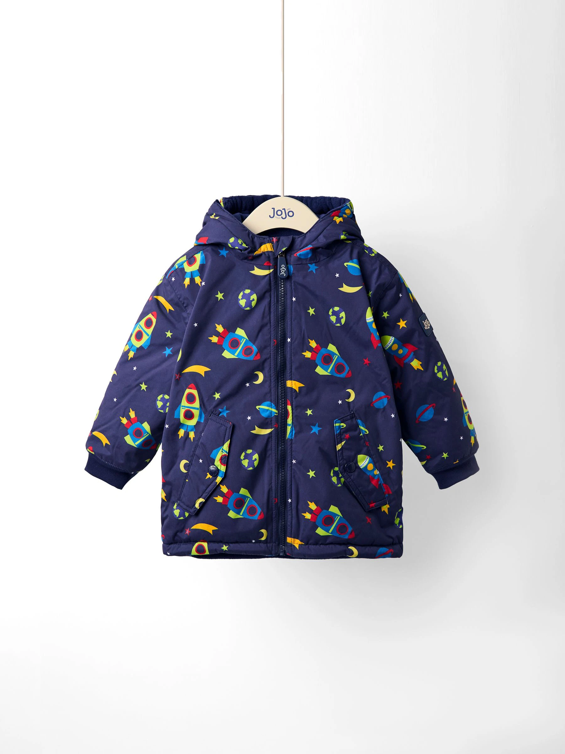 Marineblauw met raket - JoJo Maman Bébé omkeerbaar jack met fleece voering