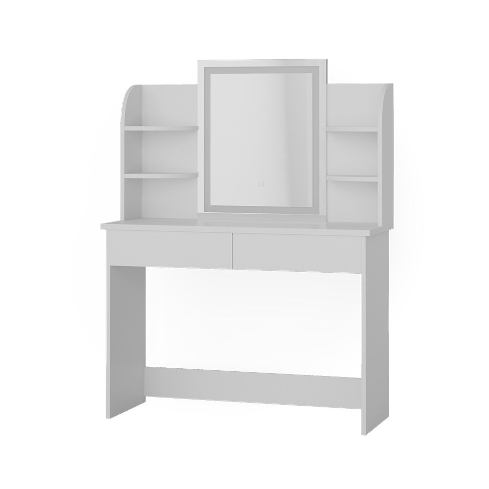 Vicco Schminktisch Frisiertisch Schminkkommode Charlotte Weiß LED-Spiegel 106x142 cm modern Schlafzimmer Kommode Schublade Ablage Aufbewahrung Kosmetiktisch Schminkkonsole Make-Up-Tisch