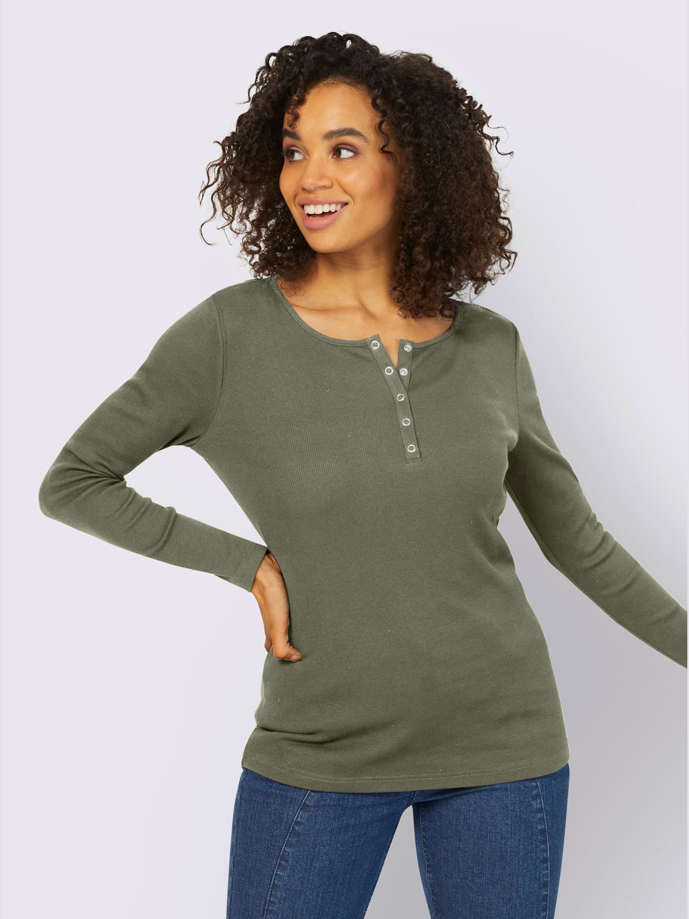 T-shirt encolure avec patte de boutonnage
