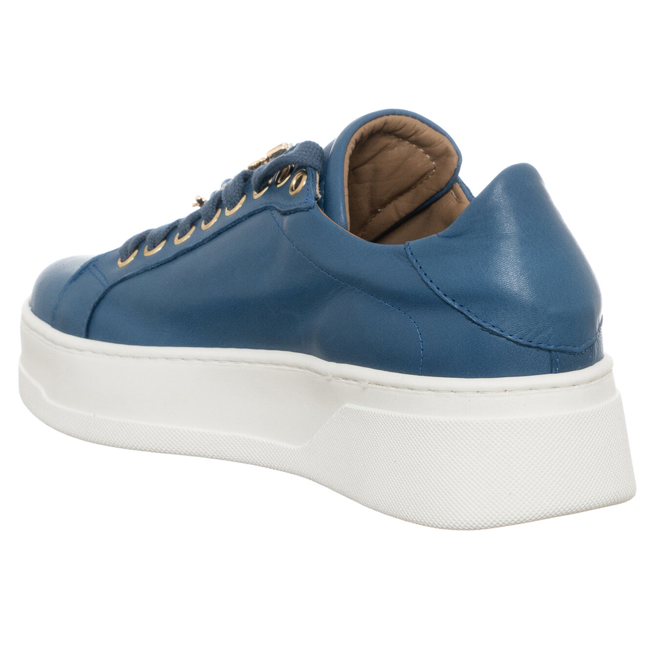 Loretta Pettinari Sneakers en Cuir Osta bleu/blanc