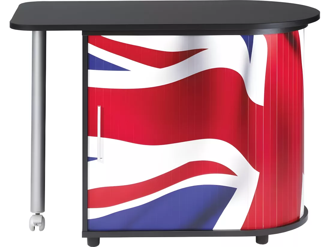 Bureau Pivotant Noir et Meuble de Rangement - Coloris: Drapeau anglais 701