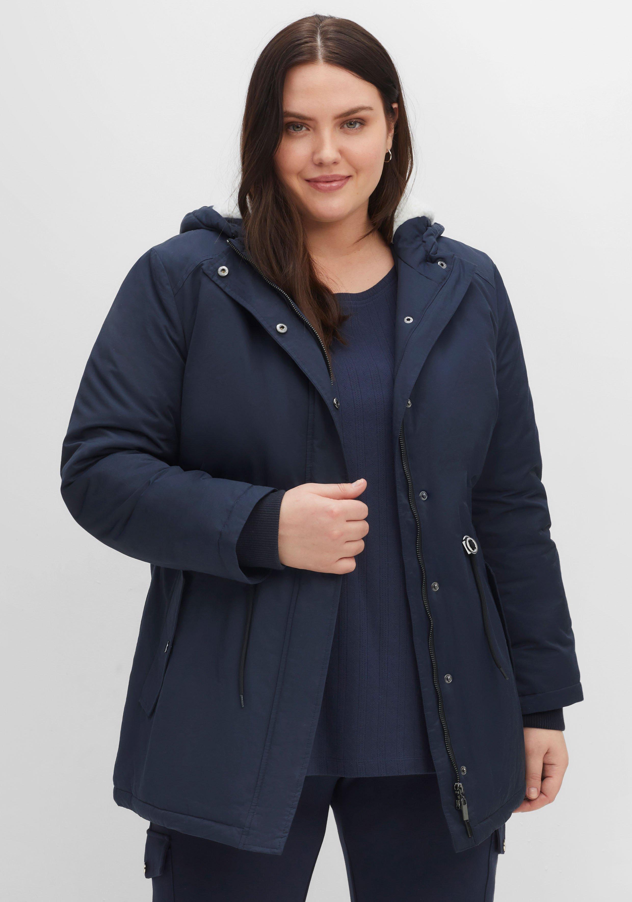 Longparka mit Teddyfutter und Taillen-Tunnelzug