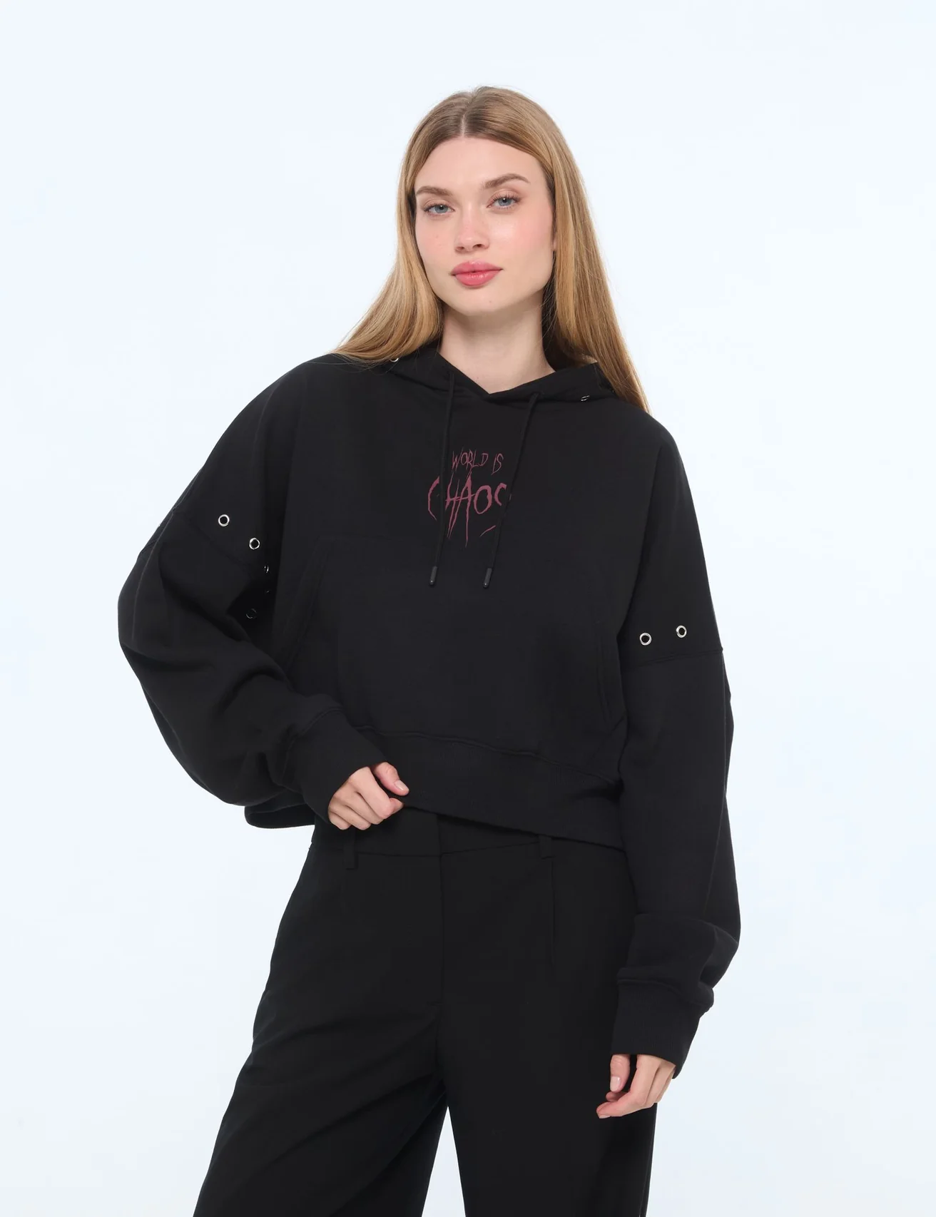Sweat oversize à message noir