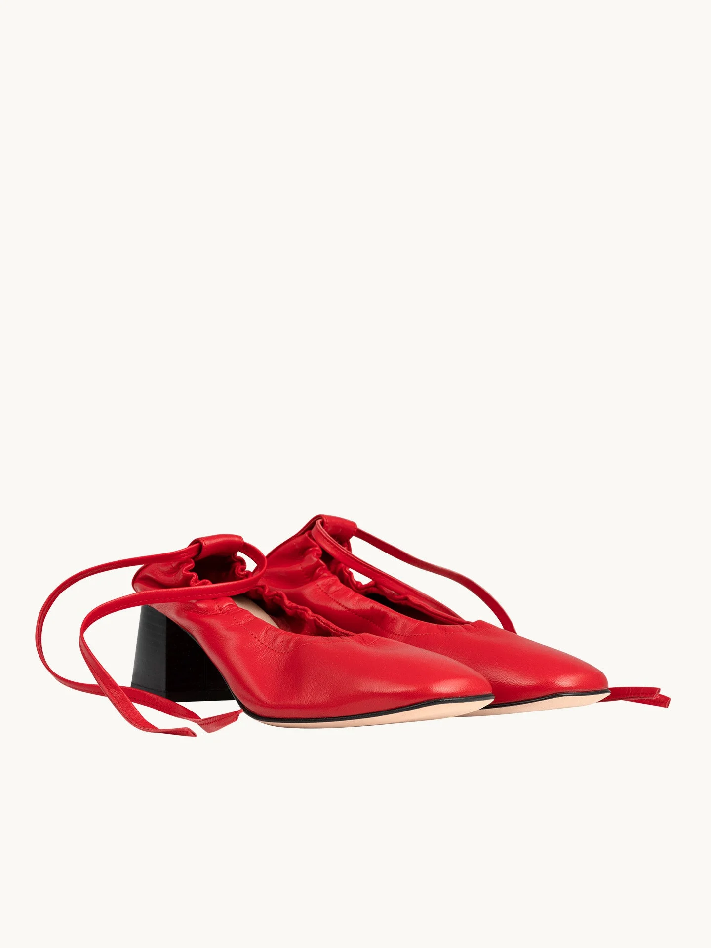 PERRI RED - Ballerines à talon en cuir nappa | Rouge