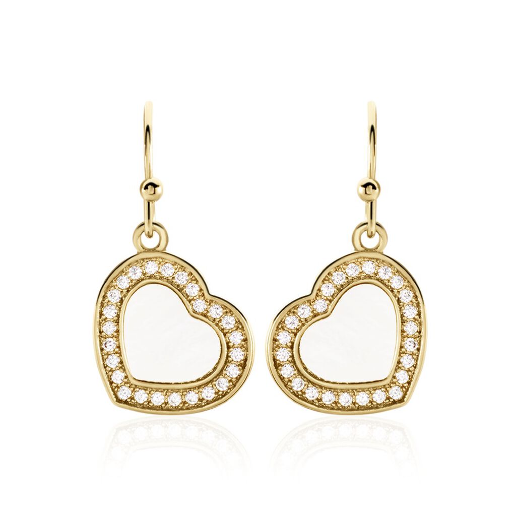 Boucles D'oreilles Pendantes Plaqué Or Jaune Aludra Nacres Oxydes