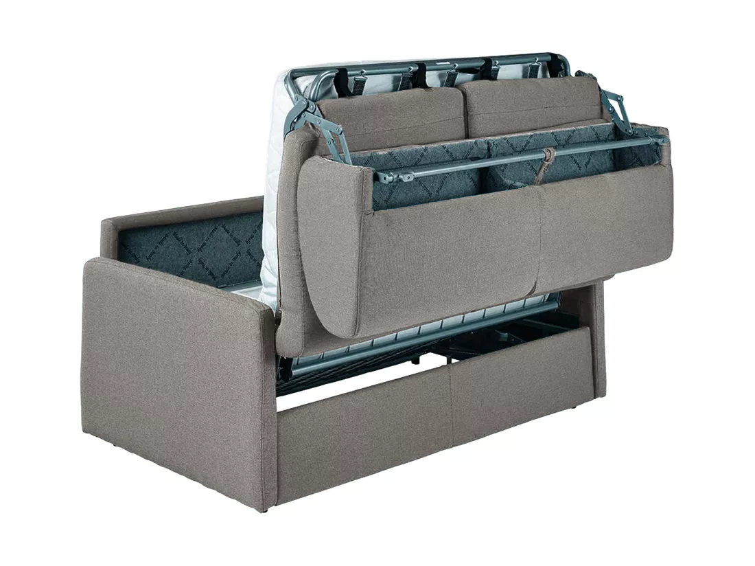 Canapé 2 places convertible express en tissu gris clair - Couchage 120 cm - Matelas 14 cm CALIFE