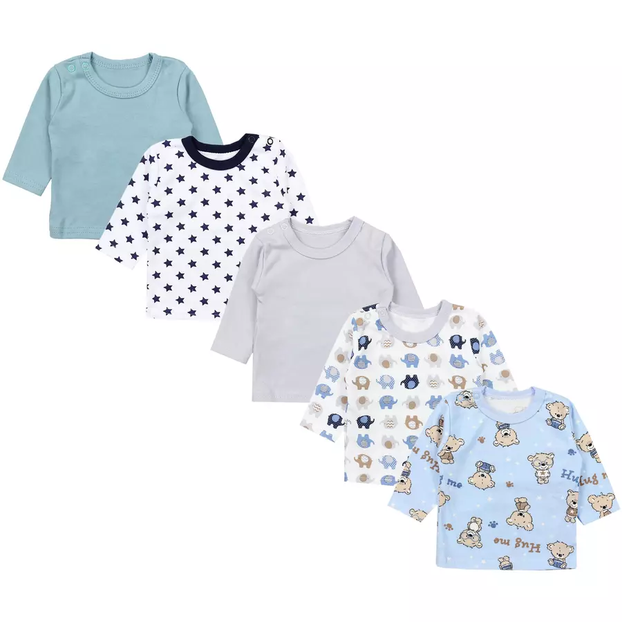 TupTam Baby Jungen Langarmshirt 5er Set blaubeige