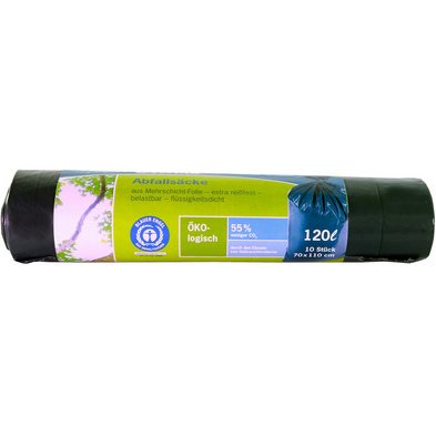 Sac poubelle, 120 litres, bleu/noir