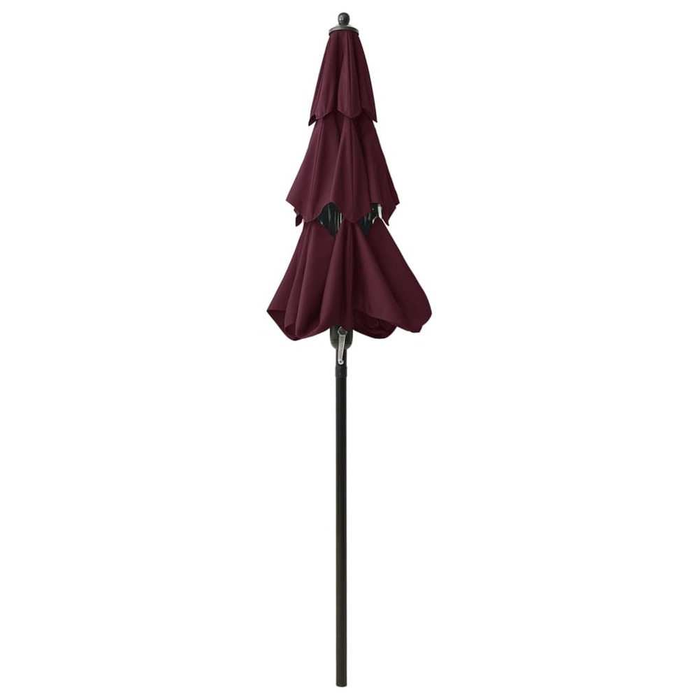 Parasol à 3 niveaux avec mât en aluminium 2 m bordeaux