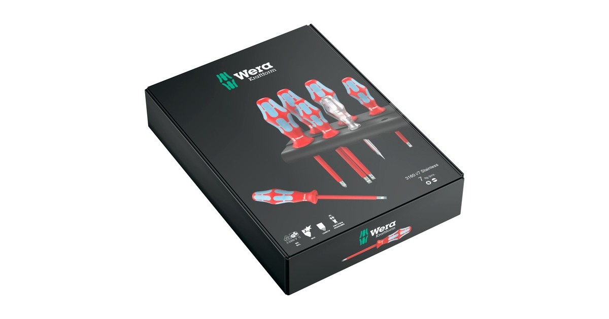 Wera3165 i/6 Schroevendraaierset, roestvrij staal + rek  (Rood/blauw, 6-delig)