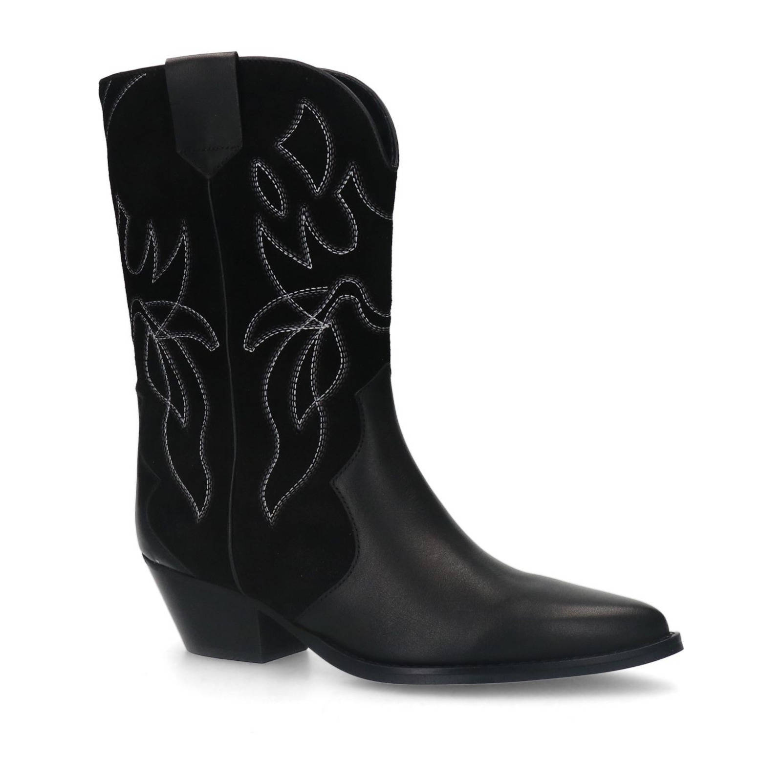 Sacha leren cowboylaarzen zwart